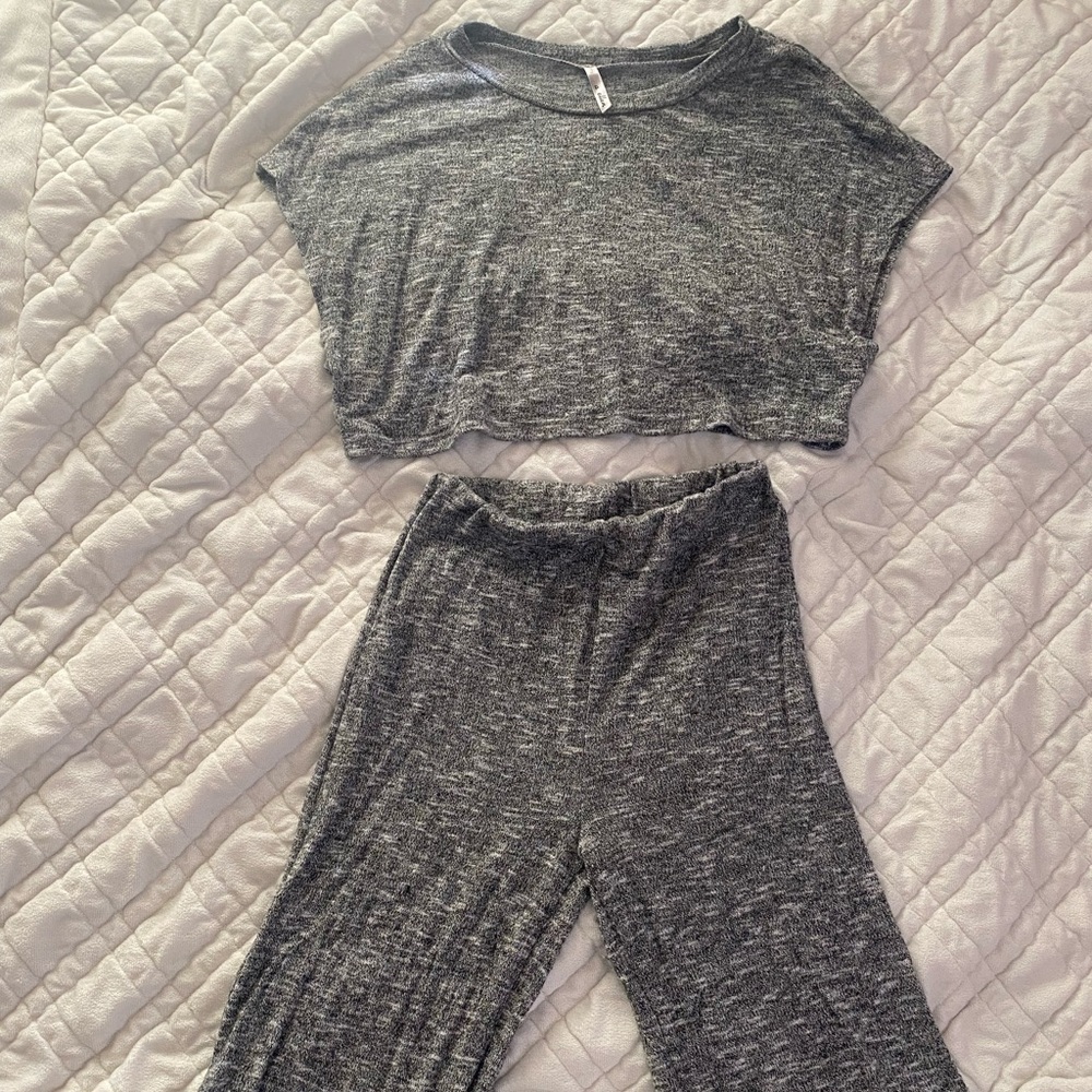 Gray 2Pc Matching Blouse & Pants